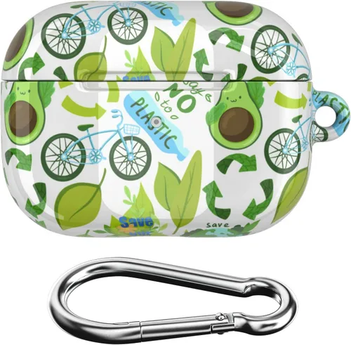 Vista 3 de Funda compatible con Airpods Pro Airpods 1, 2, 3 generación, sostenible, de cuerpo completo, diseño ecológico, funda de plástico con llavero Go