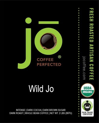 Vista 2 de JO COFFEE: Paquete de café orgánico en grano entero, tostado oscuro francés Wild Jo, proceso de agua suiza descafeinado sin diversión, Jo Espresso