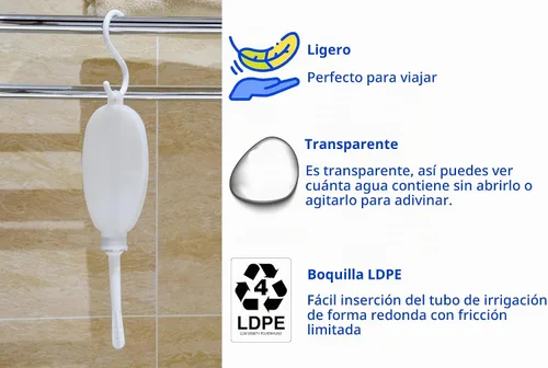Vista 5 de Bolsa compacta de silicona para ducha, color blanco, 24 onzas líquidas