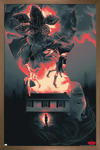 Vista 15 de Trends International Netflix Stranger Things - Póster de pared de siluetas, 22.4 pulgadas de largo x 14.7 pulgadas, versión enmarcada en madera