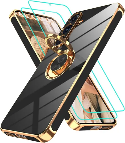 Vista 14 de Funda para Motorola Moto G 5G 2024: Funda Moto G Play 5G 2024 con 2 piezas de protectores de pantalla, soporte de anillo de rotación de 360°