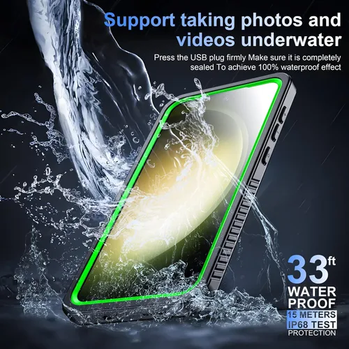 Vista 3 de Funda para Samsung Galaxy S23, lente y protector de pantalla incorporados a prueba de agua, cuerpo completo a prueba de golpes, a prueba de caídas