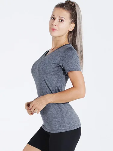 Vista 5 de CADMUS - Camisetas de compresión para mujer, paquete de 3/4/5 unidades, para correr, atléticas, de manga corta, para entrenamiento, yoga, gimnasio