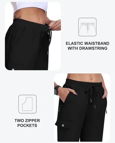 Vista 4 de MoFiz Pantalones cargo de senderismo para mujer, de secado rápido, casual, para viajes, para exteriores