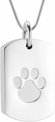 Vista 9 de Collar de urna de cremación para cenizas para mascotas, joyería conmemorativa de cenizas con estampado de patas, colgante de recuerdo, deja una foto