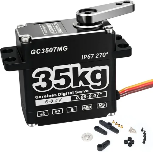 Vista 8 de GOTECK - Servo digital sin núcleo de 77.2 lbs, gran par de 8.4 V, engranaje de metal completo IP67, servo de dirección impermeable con servo bocina