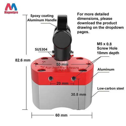 Vista 2 de Magnetpro Imán de interruptor multiusos, sistema magnético conmutable de fuerza de extracción de 220 libras, imán de encendido/apagado