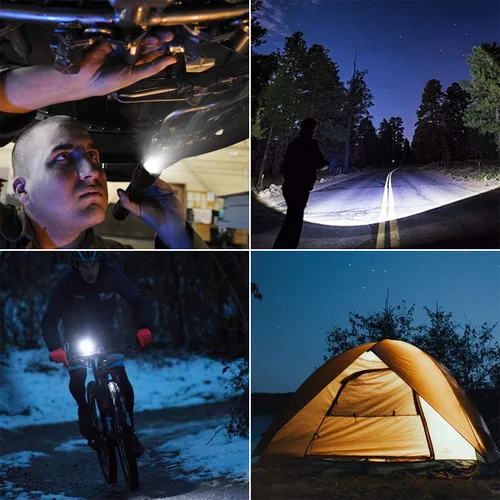 Vista 6 de Linterna LED recargable Lepro, LP3000 de alto lúmenes, con zoom, linterna brillante, impermeable, 5 modos de iluminación, linterna de mano pequeña