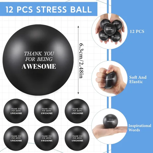 Vista 2 de Lenwen 12 bolas de estrés divertidas para adultos, regalos de agradecimiento a empleados, bolas motivacionales de estrés de 2.5 pulgadas, regalo
