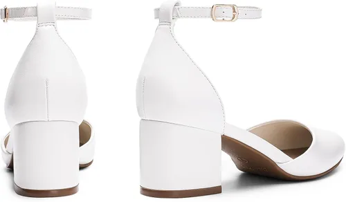 Vista 4 de DREAM PAIRS Zapatos de tacón bajo y grueso para mujer, con correa al tobillo, zapatos elegantes para bodas y negocios