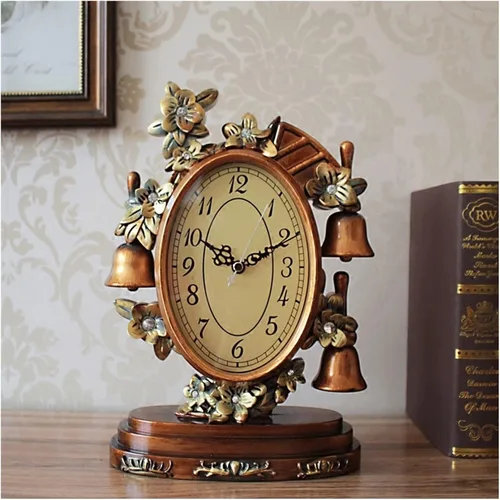 Vista 8 de Reloj retro con repisa, reloj de escritorio, sala de estar, reloj de péndulo, decoración de mesa, reloj de mesa, reloj de escritorio, reloj retro