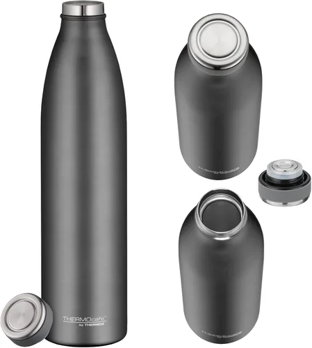 Vista 2 de TC BOTTLE - Termo de acero inoxidable, 1.00 L, gris piedra, termo de acero inoxidable, 12 horas de calor, 24 horas de frío, completamente a prueba