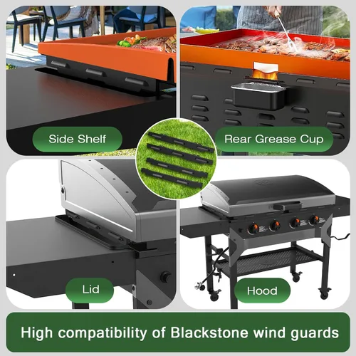 Vista 6 de Protectores de viento magnéticos mejorados para parrilla Blackstone de 22 pulgadas, pantallas de acero inoxidable que protegen la llama, retienen
