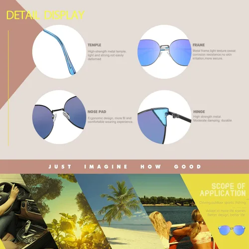 Vista 4 de DUCO Gafas de sol polarizadas clásicas redondas vintage para mujer, protección UV400, negro, gris, W018