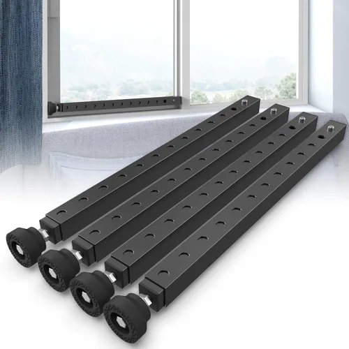 Vista 9 de WooFog Barras verticales de seguridad ajustables para ventana, barra de bloqueo de puerta de vidrio deslizante resistente con patas de goma, tapón