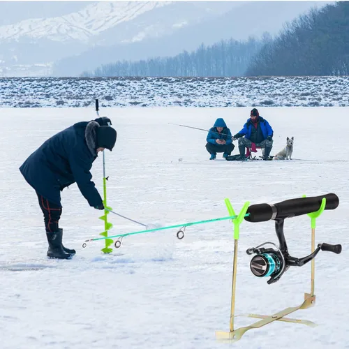 Vista 7 de Combo de caña y carrete para pesca en hielo Sougayilang, kit completo de equipo de pesca en hielo, incluye jig de hielo y accesorios para pesca
