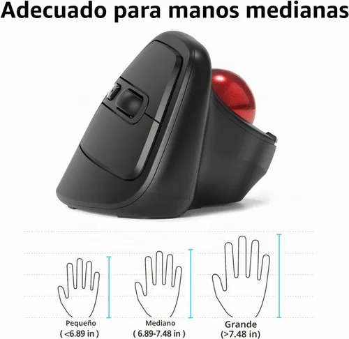 Vista 6 de MicroPack Ratón inalámbrico ergonómico con Trackball y 5 DPI ajustables, fácil control del pulgar, seguimiento preciso y suave. Ratón Bluetooth