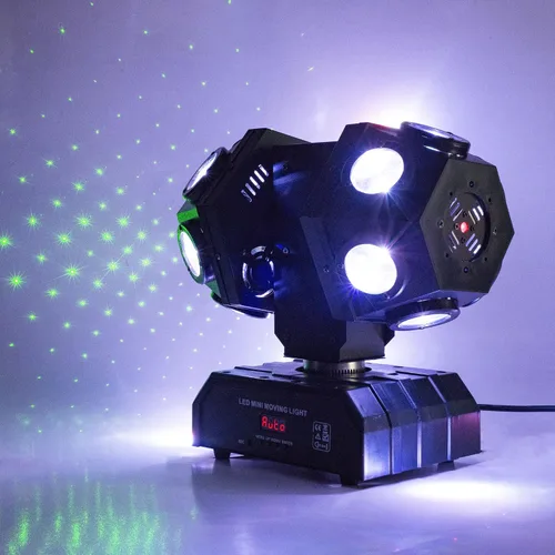 Vista 12 de Luz de Escenario de Cabeza Móvil RGBW 12LED Luces de Haz Giratorio Luces de Iluminación Ascendente de Escenario para Eventos Activada por Sonido