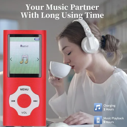 Vista 2 de Reproductor MP3 MP4 con Bluetooth 5.0, reproductor de música portátil de alta fidelidad sin pérdidas con altavoz, reproductor de música de video