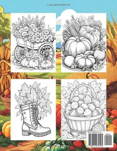 Vista 2 de Autumn Coloring Book Advanced and detailed sketches of fall scenery