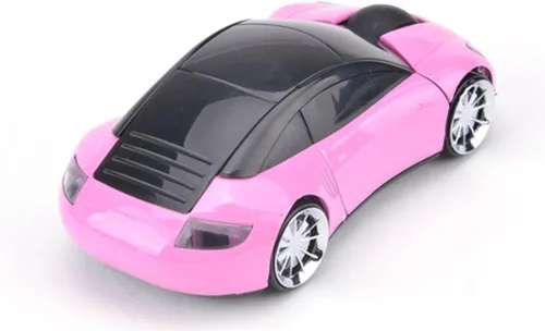 Vista 2 de 2.4GHz 3D Car Shape Ratón óptico inalámbrico USB Gaming Mouse con receptor para PC portátil (rosa)