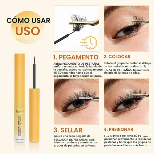 Vista 7 de QUEWEL Pegamento de racimo de pestañas para extensiones de pestañas de 0.2 fl oz, resistente al agua y de larga duración, agarre súper fuerte