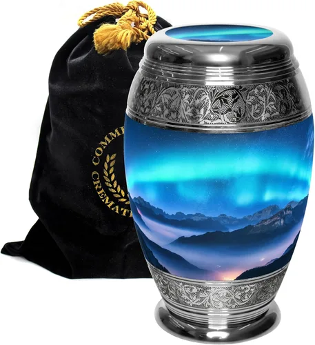Vista 39 de Commemorative Cremation Urns Urnas de cremación personalizadas decorativas hechas a mano para mujeres (aurora boreal extragrandes)