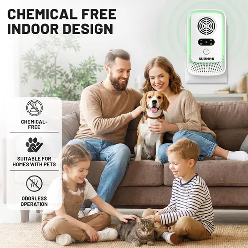 Vista 8 de Repelente ultrasónico de plagas para interiores, paquete de 6 – Dispositivo electrónico repelente de ratones y roedores, repelente de ratas