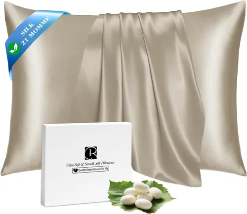 Vista 21 de Ravmix Fundas de almohada de seda con cremallera, de seda de morera de 21 momme para la salud del cabello y la piel, funda de almohada suave, lisa