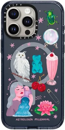 Vista 12 de CASETiFY Funda para iPhone 15 Pro Max, compatible con MagSafe Protección contra caídas de grado militar de 8.2 pies Hortensias azules Nantucket
