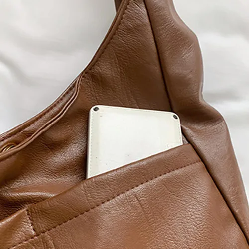 Vista 5 de Bolso de hombro para mujer de cuero suave de moda casual multifuncional con múltiples compartimentos
