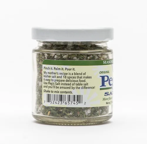 Vista 3 de Peg's Salt (Original) 3.75 oz de sal sazonada para cada comida, condimento gourmet, sin MSG, sin azúcar ni rellenos