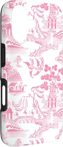 Vista 3 de Preppy Pink Willow Pattern Chinoiserie Toile Case for iPhone 17