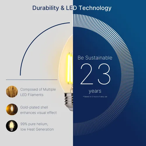 Vista 3 de FLSNT Bombillas LED de Araña Equivalentes a 40W, Bombillas LED Ámbar Regulables B11 E26 Base de Candelabro, 2200K Blanco Cálido, 330LM, Paquete de 6