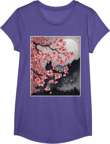 Vista 20 de Sakura - Camiseta japonesa de cerezo en flor japonesa, Negro, S