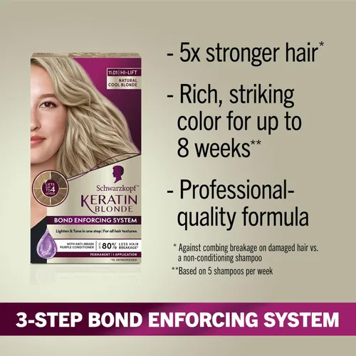 Vista 58 de Schwarzkopf Keratin - Tinte para el cabello rubio, 7.0 rubio ceniza oscuro, coloración permanente de calidad profesional, sistema de refuerzo