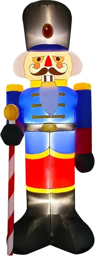 Vista 7 de Paquete de 2 soldados cascanueces de 8 pies para decoración de porche inflable de Navidad para decoración al aire libre, patio, jardín, césped