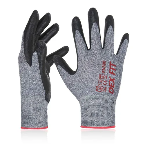 Vista 21 de DEX FIT FN330 - Guantes de trabajo de nitrilo, ajuste elástico 3D, agarre potente, táctil inteligente, recubierto de espuma resistente, fino