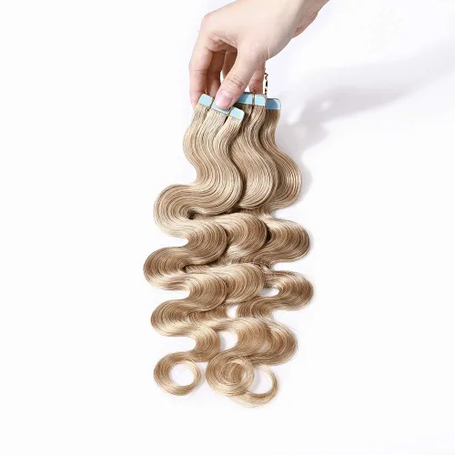 Vista 2 de Extensiones adhesivas de cabello humano 100% Remy, cinta adhesiva de doble cara de 12 a 24 pulgadas, trama de piel sin costuras, largas y lacias, 40