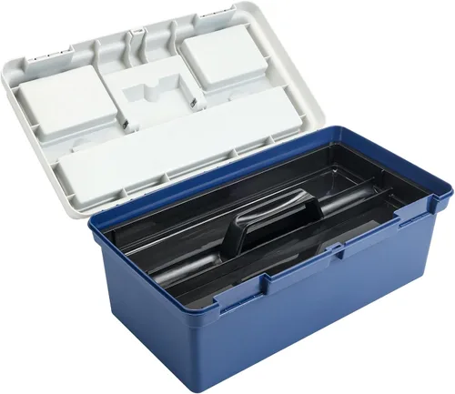 Vista 3 de TCMBY Caja de herramientas de 15 pulgadas con bandeja extraíble, caja de piezas pequeñas en la tapa es extraíble, la bandeja se puede quitar