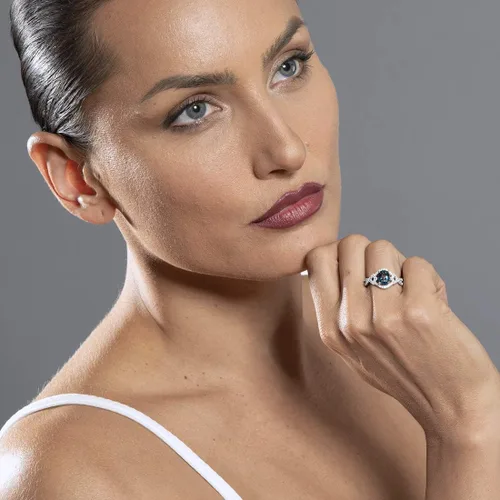 Vista 2 de PEORA 925 Sterling Silver Lace Ring for Women Various Gemstones Oval Shape Sizes 5 to 9