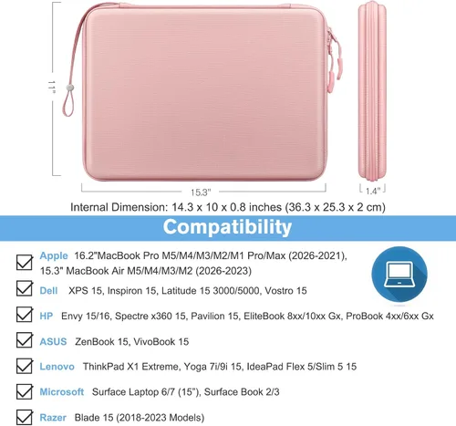 Vista 2 de FINPAC Funda rígida para laptop para MacBook Air de 15,3", MacBook Pro de Rosa