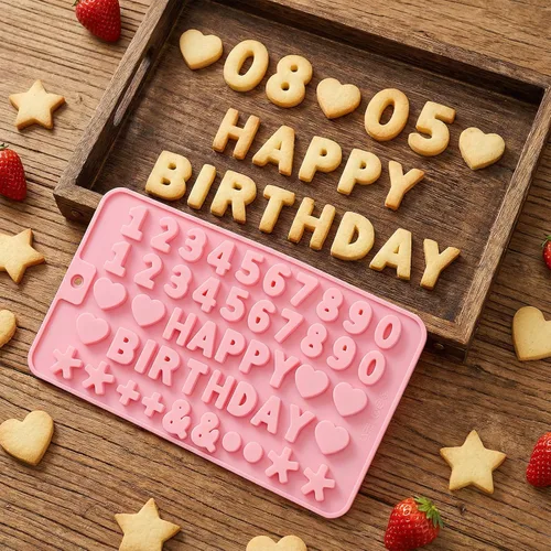Vista 3 de Moldes de chocolate con números y letras de silicona de 2 piezas, moldes reutilizables para dulces de múltiples patrones para decoración