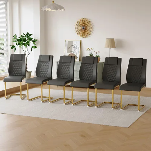 Vista 37 de gopop Juego de 4 sillas de comedor, modernas sillas de cocina y comedor con patas de metal galvanizado, sillas laterales tapizadas para comedor