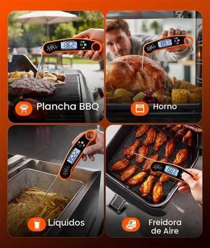 Vista 6 de Termómetro digital de lectura instantánea para carne, termómetro de Naranja