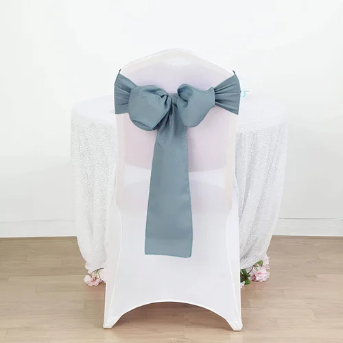Vista 10 de Efavormart 5 piezas de fajas para sillas de poliéster color beige con lazos para decoración de sillas en bodas, eventos, suministros para decoración