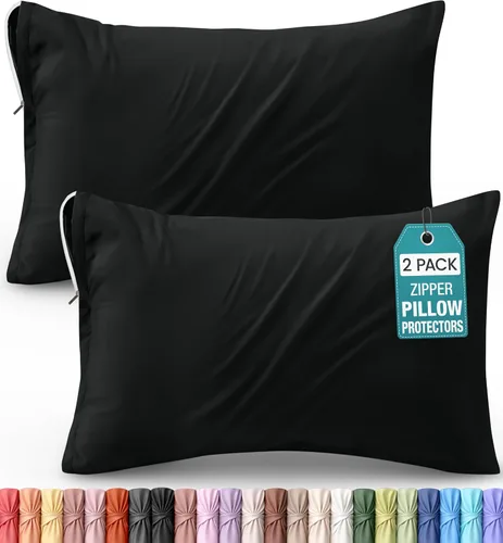 Vista 10 de Utopia Bedding Paquete de 4 protectores de almohada con cremallera tamaño estándar, fundas de almohada de tela de microfibra cepillada suave Blanco