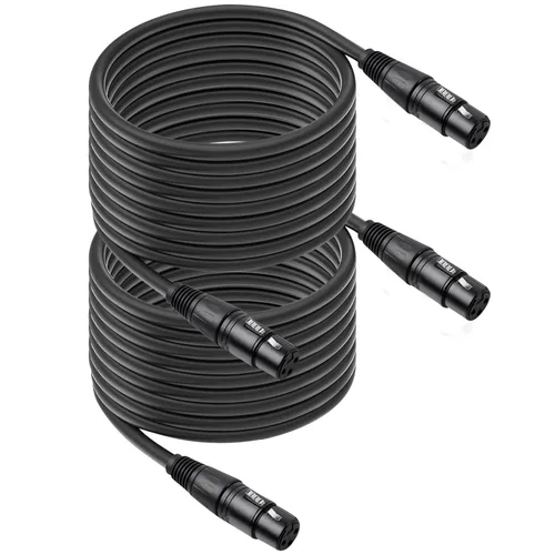 Vista 15 de Paquete de 2 cables de micrófono XLR macho a macho de 3 pines, cable de audio equilibrado profesional con cobre sin oxígeno, conectores chapados
