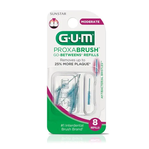 Vista 10 de GUM Proxabrush Go-Betweens - Recambios moderados - Compatible con mango permanente GUM - Cepillos interdentales reutilizables - Púas dentales