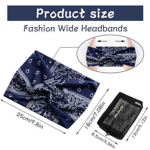 Vista 3 de S&N Remille Diademas Anchas para Mujeres, Banda para el Cabello Grande, Diadema Elástica Antideslizante con Nudo Trenzado, Accesorios para Yoga